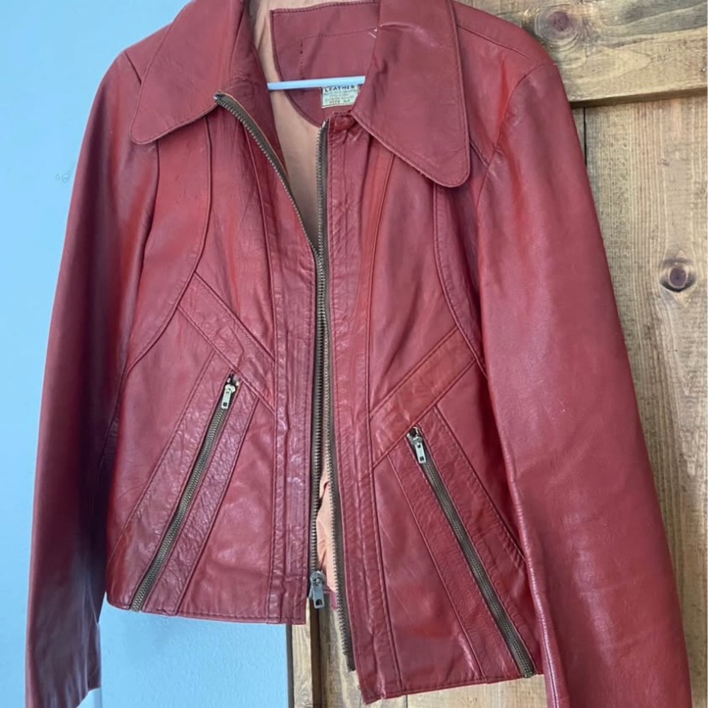 Unique Vintage Cherry Leather Jacket